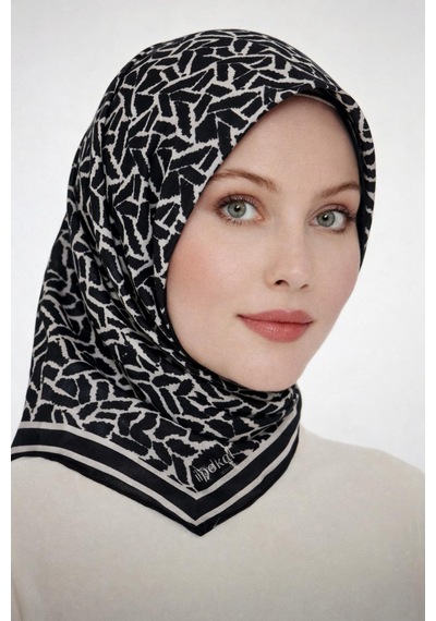 İpekal Soft Pamuk Eşarp-90 X 90 -06099 Siyah-gümüş