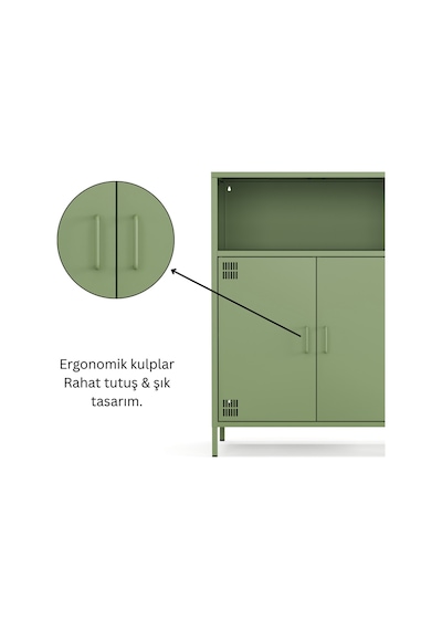 Pera Metal Dolap 2 Kapılı, Açık Raflı 80,50 X 40 X 109,50 Cm - 9 Renk Seçeneği Bulunmaktadır Yeşil