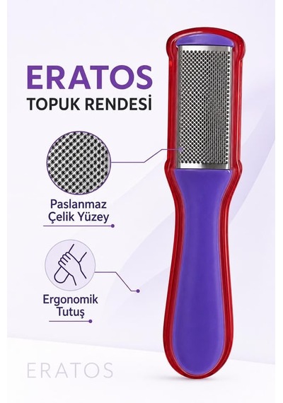 Eratos Paslanmaz Çelik Topuk Rendesi Ve Ayak Törpüsü Mor Ve Mavi 10'li Paket