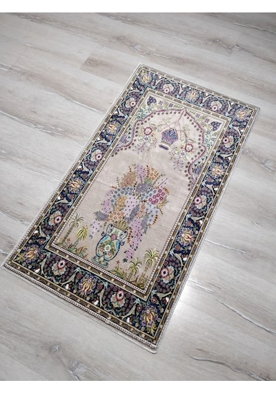 Bambu Halı Seccade Sec12 Bej Namazlık 70X110 Cm