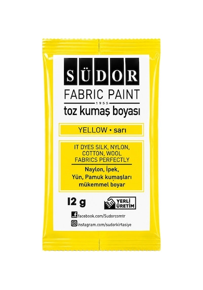 Kumaş Boyası Toz 12 Gr 1 Adet Südor Toz Kumaş Boyası Kot Pantalon Gömlek Tişört Tekstil Kumaş Boyası 1 Adet Sarı