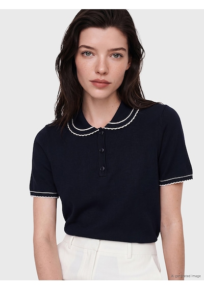 Lcw Comfort Lacivert Polo Yaka Kadın Triko Kazak