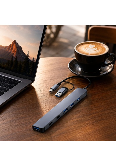 Hp-b03 5-in-1 Usb 3.0 Hub 5 Portlu Çoklayıcı + Type-c Ve Usb-a Girişli + Alüminyum Gövde