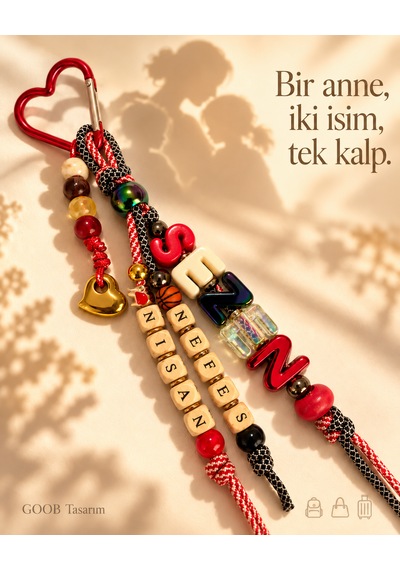 Goob Tasarım Kişiye Özel Isimli Çanta Aksesuarı Anne Ve Çocuklarına Özel Charm Çok Renkli