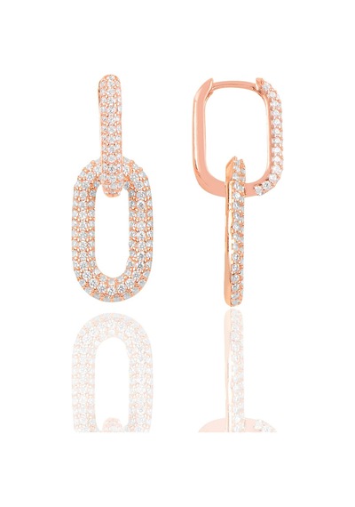 Gümüş Rose Zirkon Taşlı Sallantılı Trend Küpe