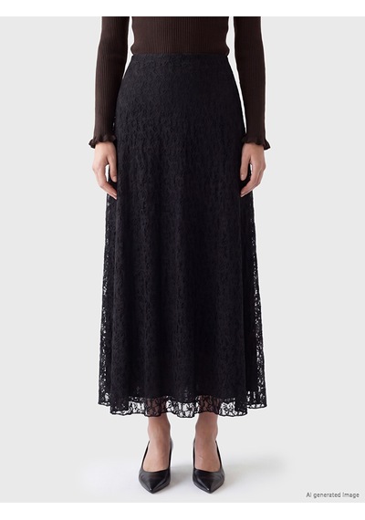 Lcw Modest Siyah Beli Lastikli Dantelli A Kesim Etek
