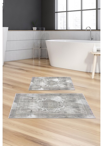 Alanur Trend Kaymaz Taban Dijital Banyo Takımı Kt448 gri