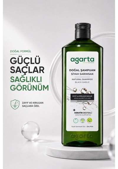 Agarta Doğal Saç Dökülmesine Karşı Siyah Sarımsaklı Şampuan 400 Ml