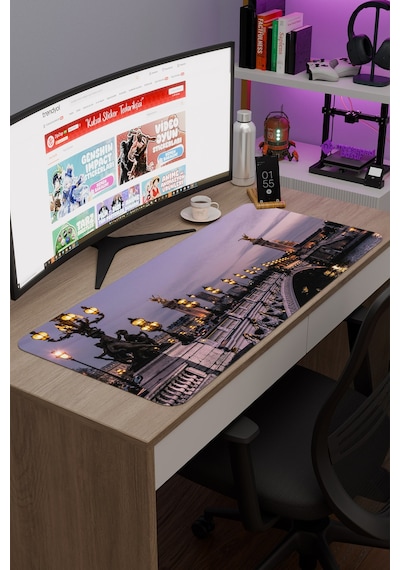 Paris Fransa Alexandre Iıı Köprüsü V4 90x40 Xxl Gaming Kauçuk Kaymaz Taban Mouse Pad Fare Altlığı