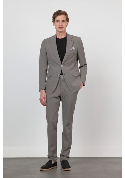 İmza Vizon Kendinden Desenli Mono Yaka 6 Drop Slim Fit Takım Elbise 1001260162