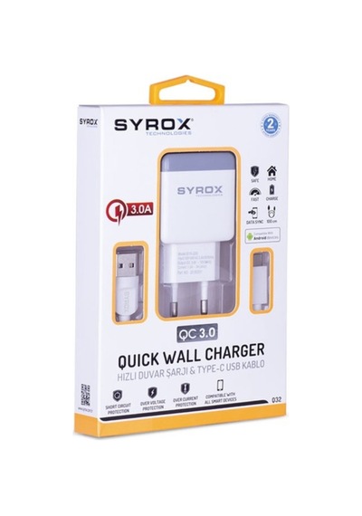 Syrox Type-C Quıck Şarj Cihazı 3.0 Amper Q32 (379919301)
