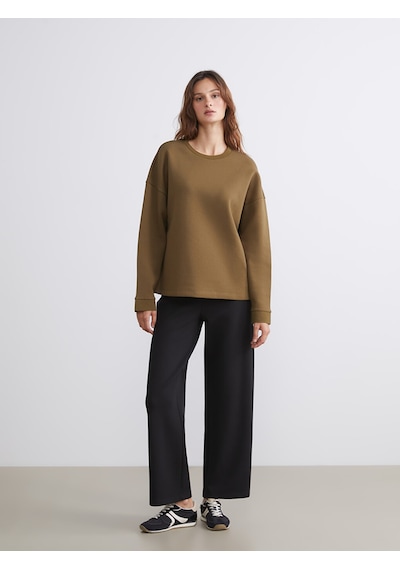 Lcw Vision Haki Bisiklet Yaka Oversize Kadın Sweatshirt
