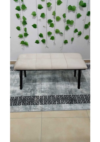 Özcan Metal Özel Tasarım Metal Ayaklı Metal Kasalı Bench Mutfak Salon Antre Yatak Odası Puf Bank Bej