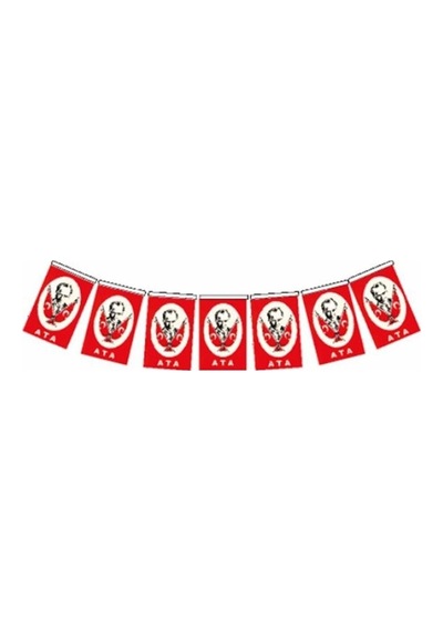 Büyük Boy 18x11 Cm Ipli Kağıt Atatürklü Bayrak 50 Li Vt810 Çok Renkli