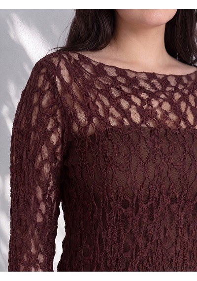 Lcw Curve Mürdüm Büyük Beden Dantelli Bluz