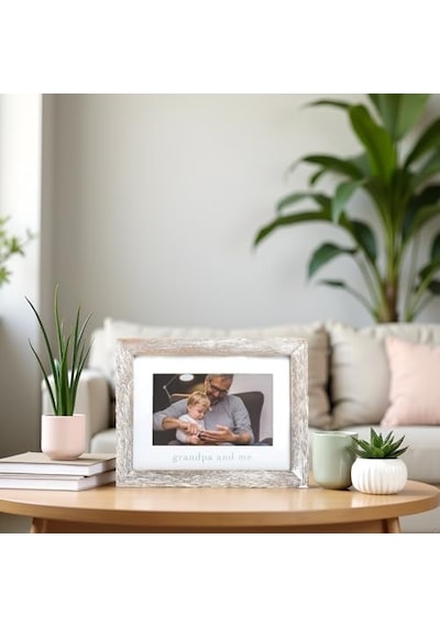Pearhead Grandpa & Me Keepsake Rustik Resim Çerçevesi, Babalar Günü Hediyesi Büyükbaba İçin Eskitilmiş Açık Gri