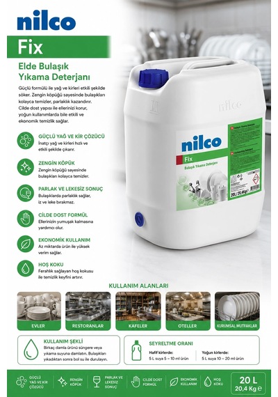 Nilco 32001822 Fix Elde Bulaşık Yıkama Deterjanı 20 L/20,4 Kg