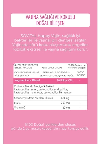 SOVITAL Happy Vajin Sağlığı Ve Kokusu 40 Softgels