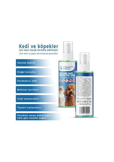 Healthonmed Köpek Ve Kedi Deri & Tüy Koruyucu Sprey Doğal Vegan Formül, Kene Ve Pireye Karşı Etkili, Kaşınt