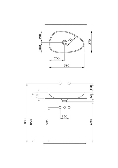 Bocchi Etna Çanak Lavabo 58 CM Mat Siyah 1114-004-0125