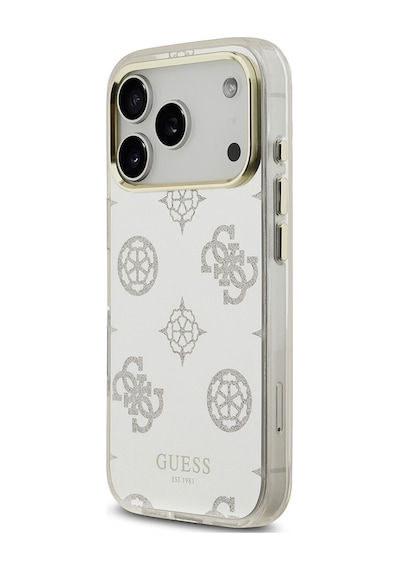 Apple Uyumlu iPhone 17 Pro Max Kılıf Guess Lisanslı Metal Kamera Çerçeveli Simli Peony Aynalı Kapak Gümüş Gümüş