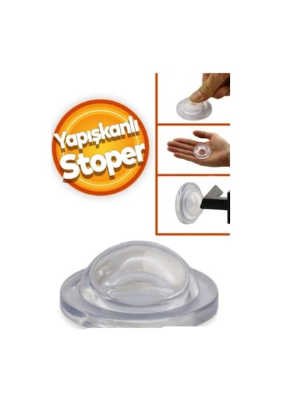 Silikon Kapı Stoperi Siyah 4 Adet Tamponu Kendinden Yapışkanlı Şeffaf Kapı Kolu Stopu