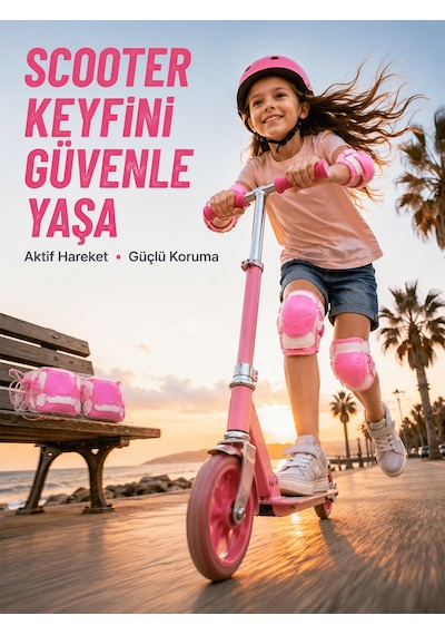 ASTRALTECH Çocuk Koruyucu Pembe Çocuk Koruyucu Spor Seti Dizlik Dirseklik El Bilek Koruyucu