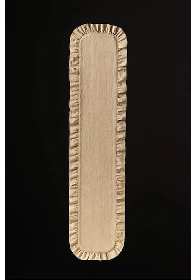 Yunusoğlu Home Fırfırlı Masa Runner 40x120 Cm Şık Dekoratif Masa Örtüsü Bej