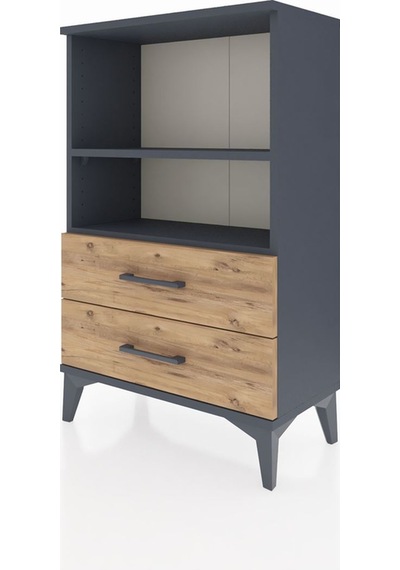 Arges Komodin 2 Raflı 2 Çekmeceli 60x30x96 Antrasit-çam Antrasit