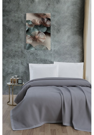 Mulberry Klimalı Pike %100 Pamuk Petekli Pike Dörtmevsim Pike Çift Kişilik 220 x 240 Gri