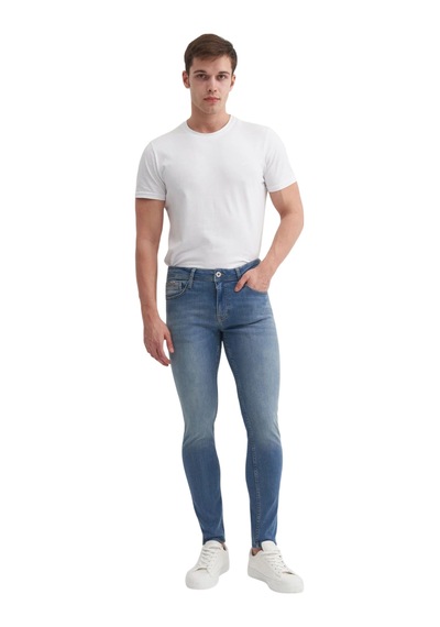 Cazador Harden Skinny Fit Denim Pantolon Düşük Bel Dar Paça Mavi