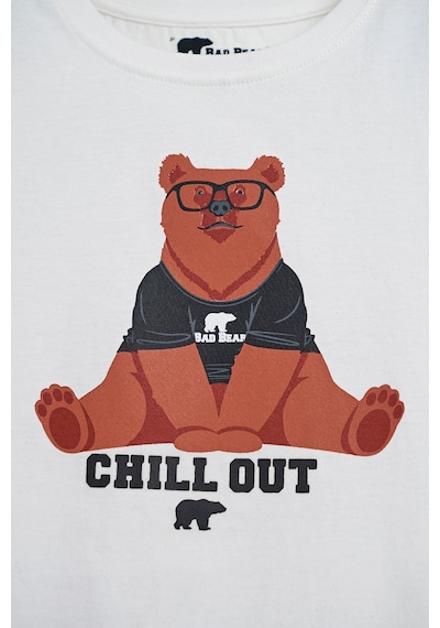 Bad Bear Caleb Beyaz Baskılı Çocuk Tişört Beyaz
