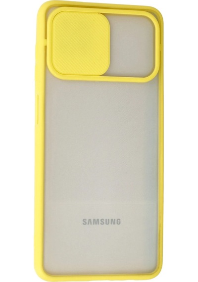 Newface Samsung Galaxy Uyumlu A12 Kılıf Palm Buzlu Kamera Sürgülü Silikon Semeglbl - 72 - Sarı