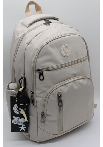 Bej Unisex Okul Çantası Su Geçirmez Kumaş Unisex Okul Sırt Çantası 1700 Bej