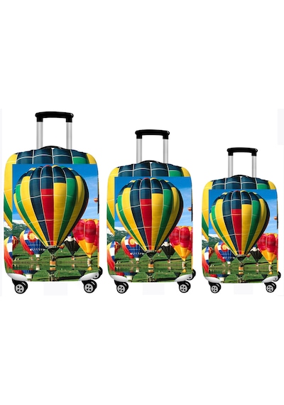 Smart Travel 3lü Set Büyük Orta Kabin Boy Valiz Bavul Koruyucu Kılıfı Balonlu Çok Renkli