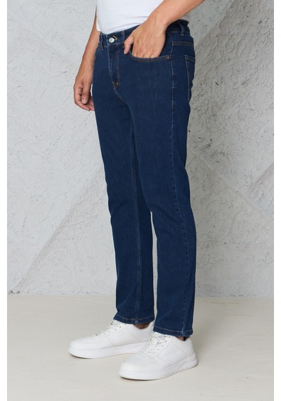 Blayn Jeans Erkek Lacivert Kot Pantolon Urban Fit Denim Esnek Rahat Kalıp Günlük Jean Pantolon Koyu Lacivert
