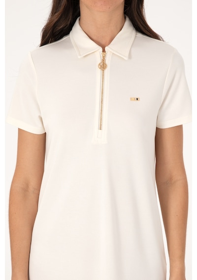 U.S. Polo Assn. Kadın Krem Modal Karışımlı Polo Yaka Mini Boy Örme Elbise 50306741-VR071