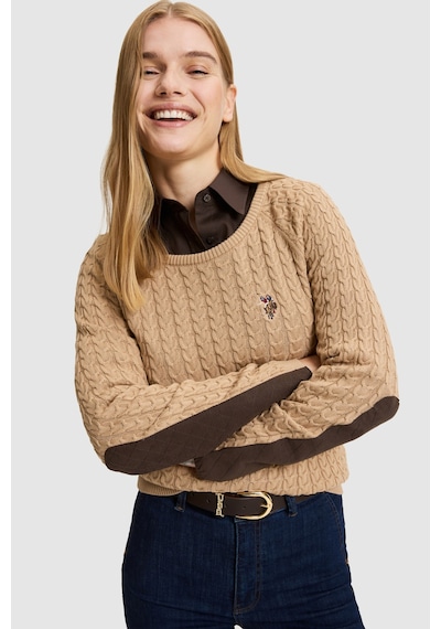 U.S. Polo Assn. Kadın Camel Bisiklet Yaka Basic Kazak 50327560-vr015