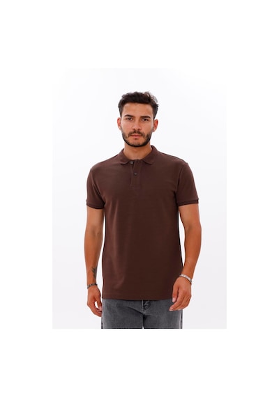 Nemonti Erkek Polo Yaka Doubleface Tshirt Chocolate Brown