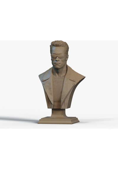 Terminatör Büst 3d Yazıcı Baskı, Pla Malzeme, 20 Cm Ten Rengi & Beyaz
