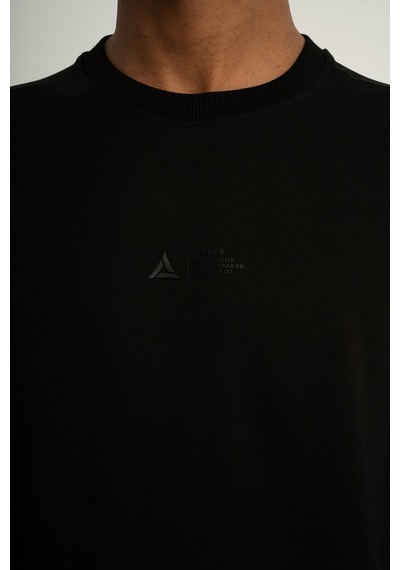 Airlife Sports Club Sz 3 Erkek Sıfır Yakalı Sweatshirt Siyah