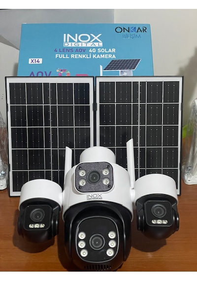 Inox X14 4lens Esim Solar Kamera Çift Panel Güneş Enerjili Kamera