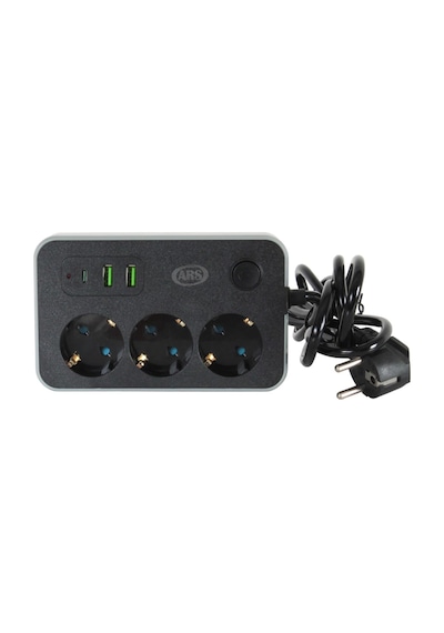 Ars 3 USB 1 Type C Girişli Akım Korumalı 2 Metre 3'lü Kare Priz