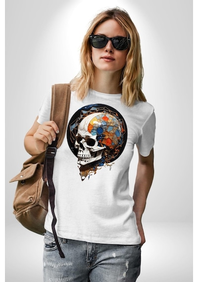 Kuru Kafa Kristal Unisex Unisex Beyaz Organik Baskılı T-shirt Penye Yüksek Kalite Beyaz