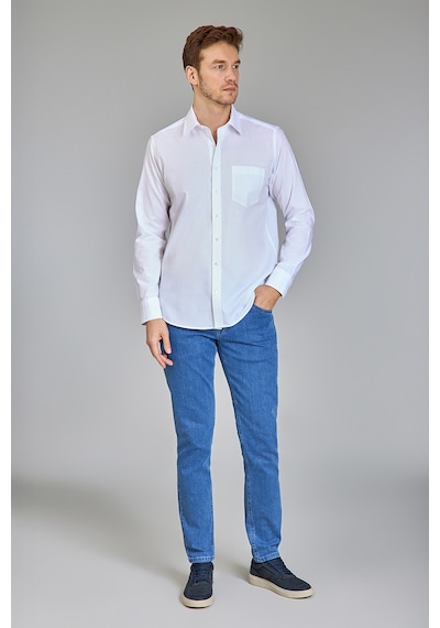 Bisse Klasik Spor Yaka Uzun Kollu Regular Fit Beyaz Erkek Gömlek Gmkls4ksp242049 D01 Beyaz