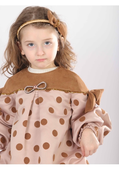 Xo Kids Kız Çocuk Elbise 1-5 Yaş 9078 Bej
