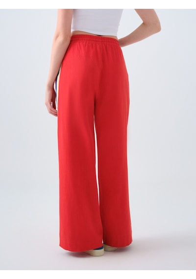 Straight Fit Kadın Pantolon Kırmızı