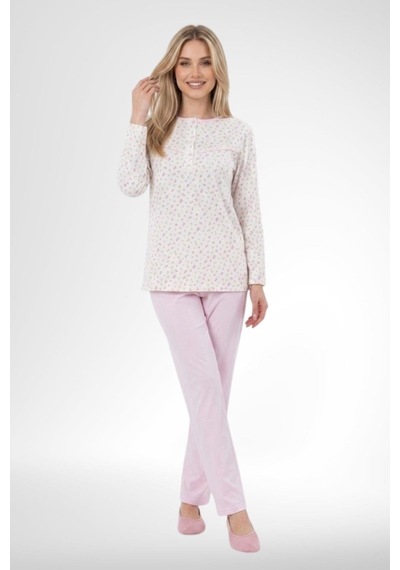 Mecit Pijama Mecit 6384 Pembe Büyük Beden Kadın Sabahlık Pijama Gecelik Seti