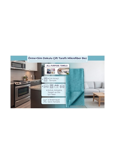 Microduo Pro 30x40 Çift Taraflı Mikrofiber Temizlik Bezi - Bir Yüzü Örme Dokulu Bir Yüzü Simli Ankastre, Oto, Koltuk Ve Tüm Yüzeyler İçin Mavi Microduo Pro 30x40 Çift Taraflı Mikrofiber Temizlik Bezi - Bir Yüzü Örme Dokulu Bir Yüzü Simli Ankastre, Oto, Koltuk Ve Tüm Yüzeyler İçin Mavi