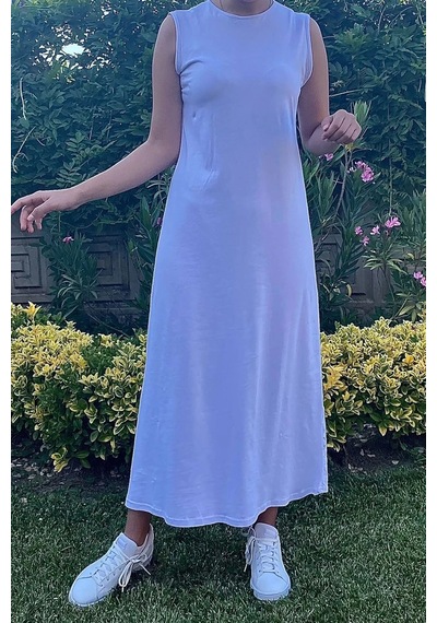 Rabia Şamlı Astar Elbise Beyaz Normal